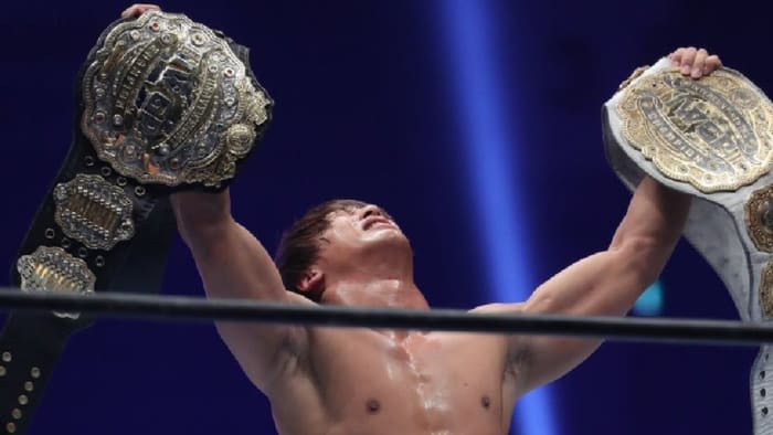 Kota Ibushi celebrates in the ring at Wrestle Kingdom